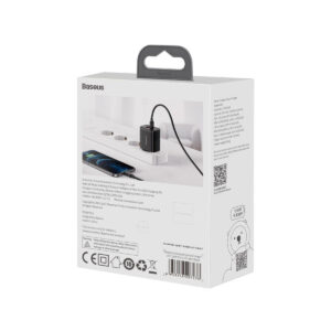 ŁADOWARKA SIECIOWA Baseus Compact Quick Charger CCXJ-B01 20W 1x USB-A 1x USB-C PD 3.0 QC 3.0 CZARNA
