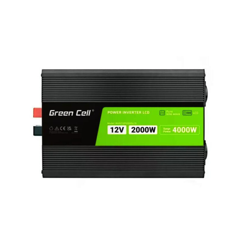 PRZETWORNICA NAPIĘCIA Green Cell PowerInverter LCD 12V / 230V 2000W/4000W CZYSTA SINUSOIDA