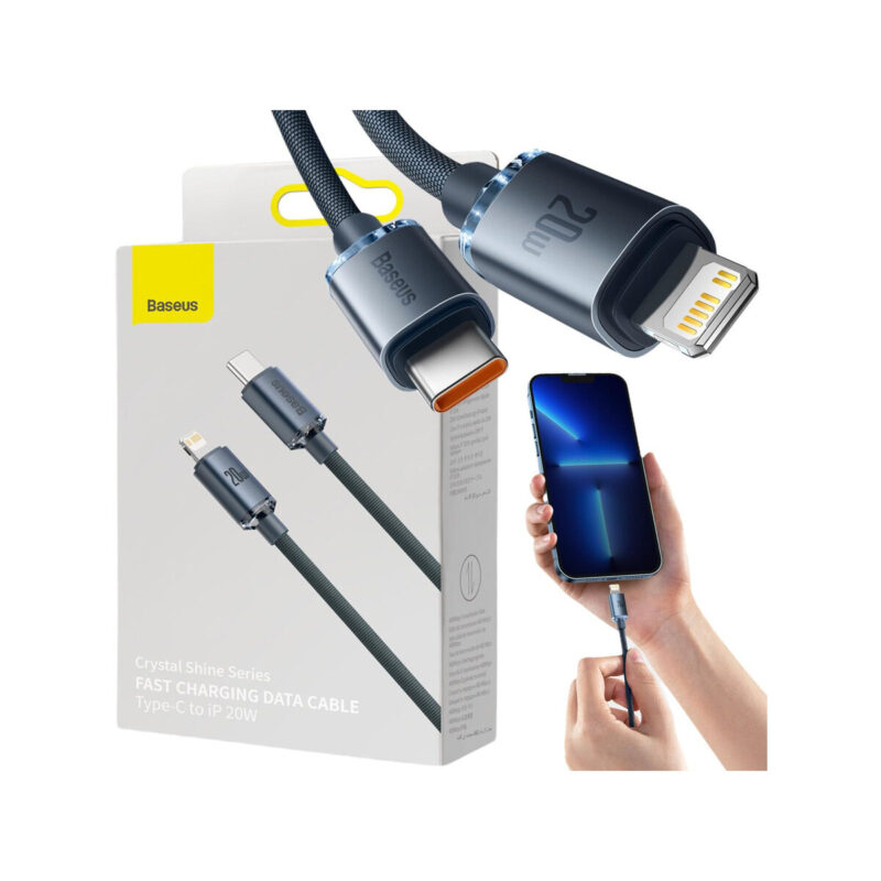 KABEL USB-C / Lightning iPhone Baseus Crystal CAJY000201 1.2m 20W  OPLOT PREMIUM