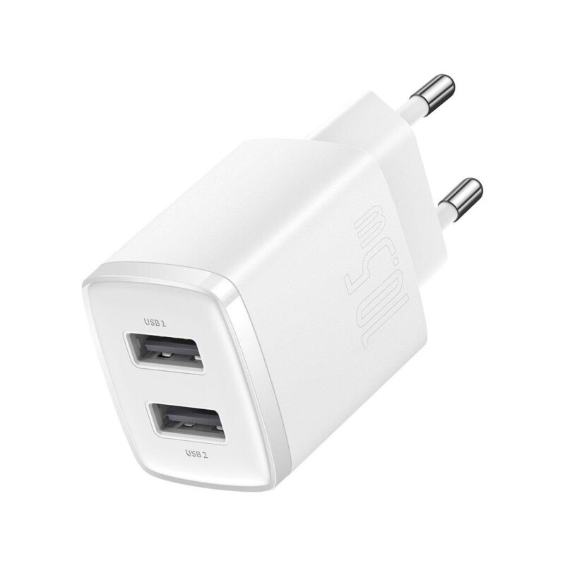 ŁADOWARKA SIECIOWA Baseus Compact Charger CCXJ010202 10.5W 2x USB-A BIAŁA