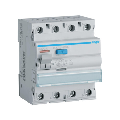 Wyłącznik różnicowoprądowy 3P+N 25A 30mA 6kA AC HAGER CDC425J