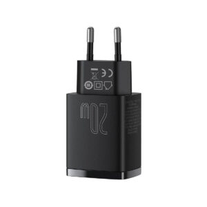 ŁADOWARKA SIECIOWA Baseus Compact Quick Charger CCXJ-B01 20W 1x USB-A 1x USB-C PD 3.0 QC 3.0 CZARNA