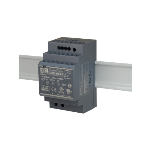 ZASILACZ IMPULSOWY NA SZYNĘ DIN MEAN WELL HDR-60-15 15V/60W/4A