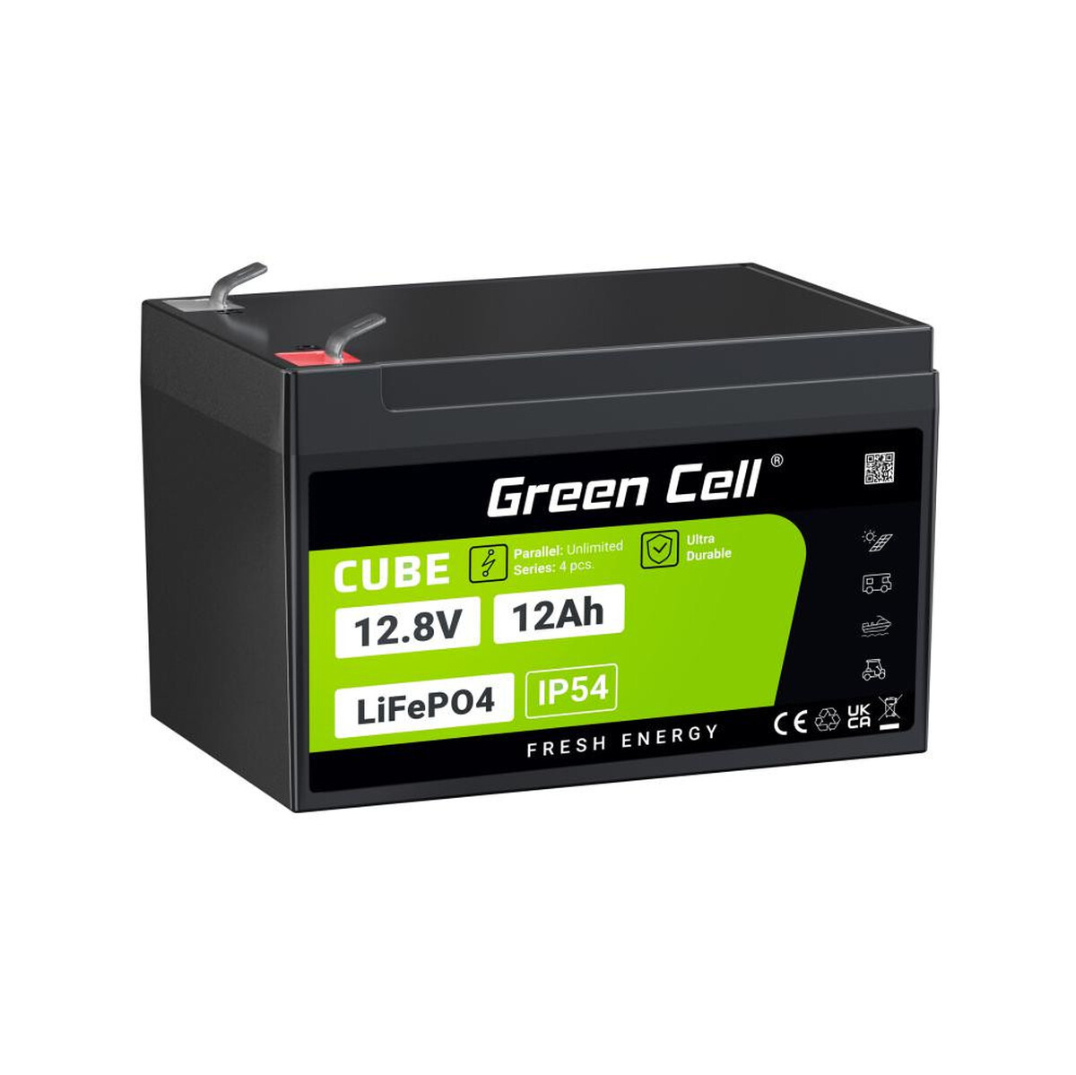 AKUMULATOR LITOWO-ŻELAZOWO-FOSFORANOWY LiFePO4 Green Cell Cube 12.8V 12Ah LFPGC12V12AH
