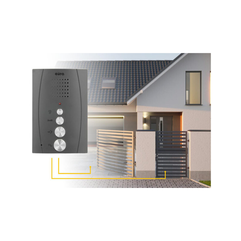 DOMOFON ''EURA'' ADP-51A3 ''DIFESA'' - 1-rodzinny, 2 unifony, interkom, grafit