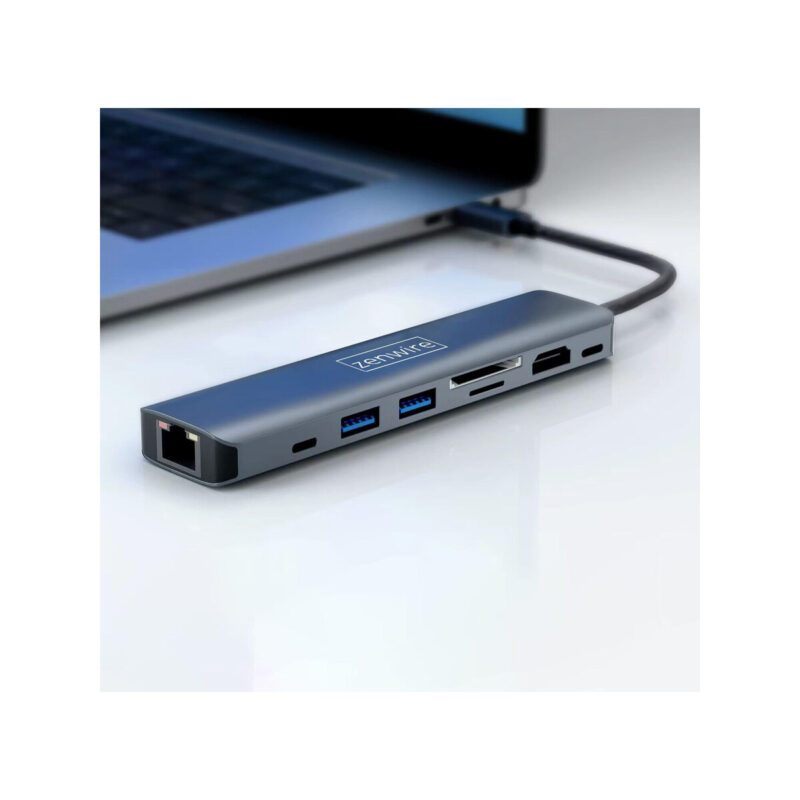 HUB USB-C Przejściówka ADAPTER 8w1 HDMI 2.0 4K 60 Hz Gigabit Ethernet 1000 Mbps Zenwire HUB81