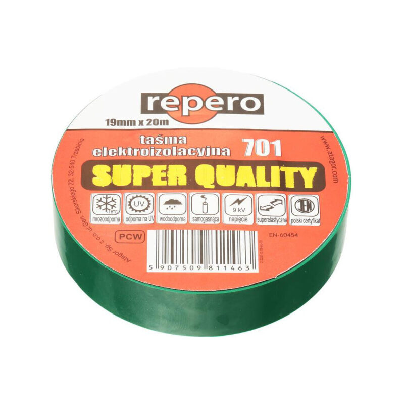 TAŚMA IZOLACYJNA REPERO 701 ZIELONA 19MMX20M