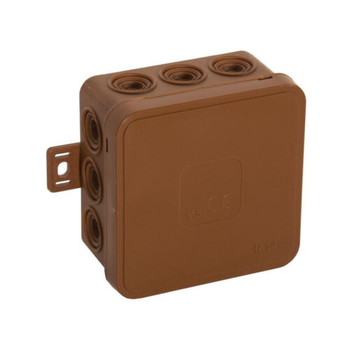 Puszka natynkowa pusta 12 wlotów VIPLAST V5 klik BRĄZOWA IP54 75x75x41mm 035-02