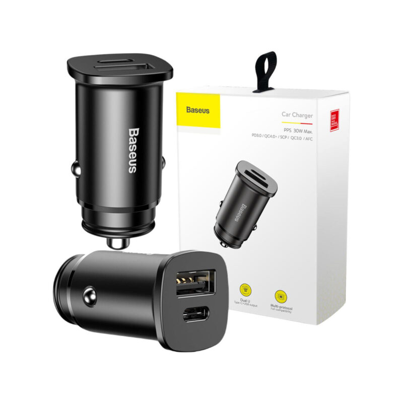 ŁADOWARKA SAMOCHODOWA Baseus Square CCALL-AS01 30W 5A 1x USB-A 1x USB-C QC 4.0+