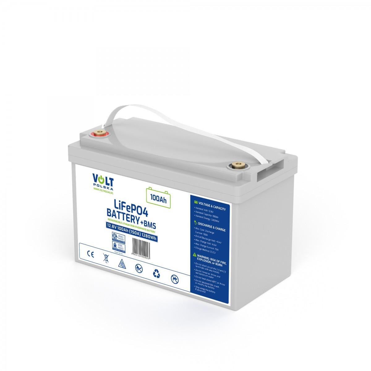 AKUMULATOR VOLT POLSKA LITOWO-ŻELAZOWO-FOSFORANOWY LiFePO4 12V 100Ah 150A