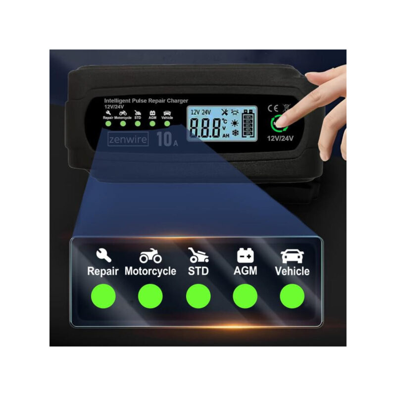 Prostownik Ładowarka Akumulatorów Samochodowy z Funkcją Naprawy 12V 24V 10A Zenwire JMD-10