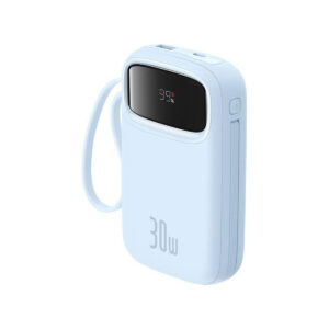 Powerbank Baseus QPow 2 10000mAh 30W z 2 wbudowanymi kablami USB-C - niebieski