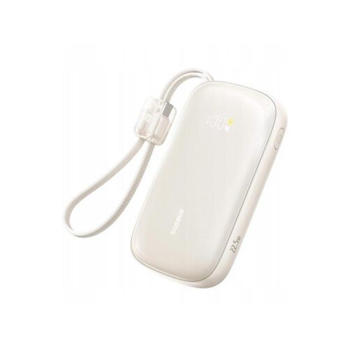 Powerbank Baseus EnerFill FC21 20000 mAh 22,5 W USB-A USB-C beżowy z odłączanym kablem Lightning