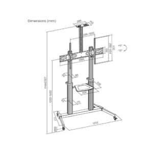 MOBILNY STOJAK+UCHWYT DO TV 60-100″ 100KG S-15-AL ART Vesa max 1000×600 HEAVY DUTY
