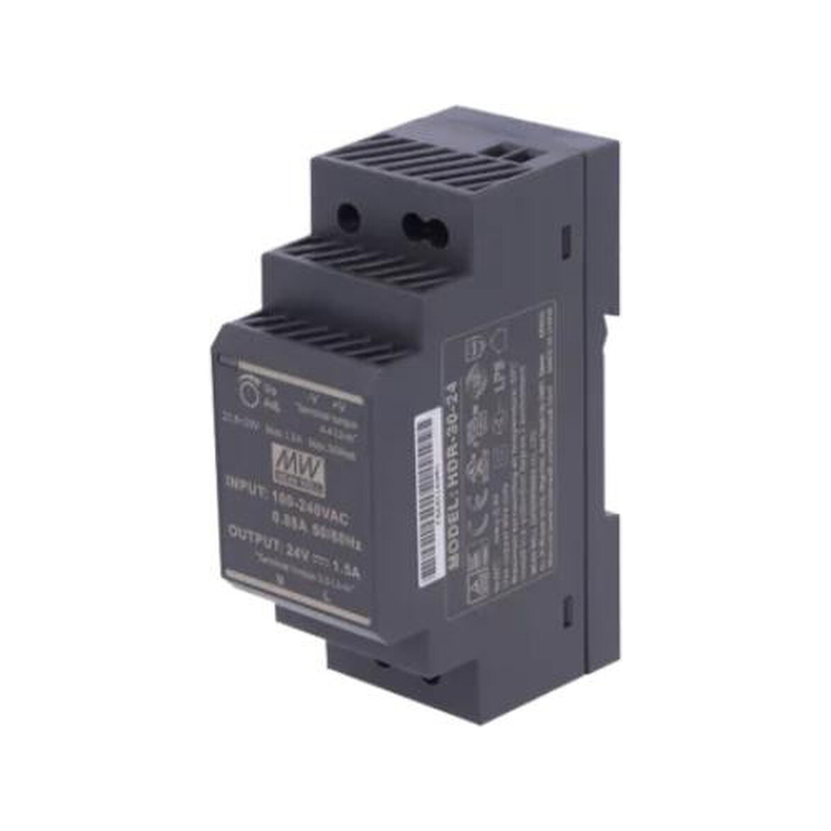 Przewodowy zasilacz 24v dc 30w na szynę din czarny ZS-24/30 Tech Sterowniki