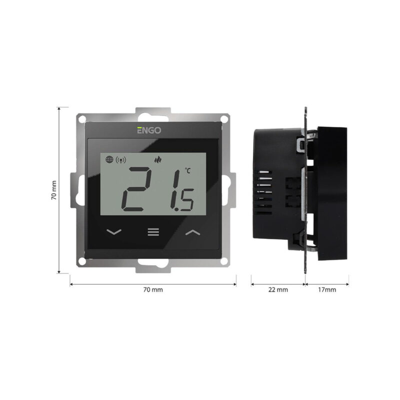 ENGO Controls E55-B - Regulator temperatury do ramki 55x55, 230V, czarny, Internetowy, Wi-Fi