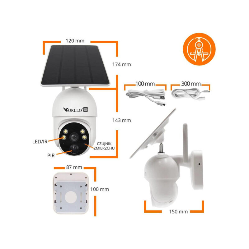 Kamera IP bezprzewodowa 4G LTE obrotowa z panelem solarnym Orllo TZ1 PRO