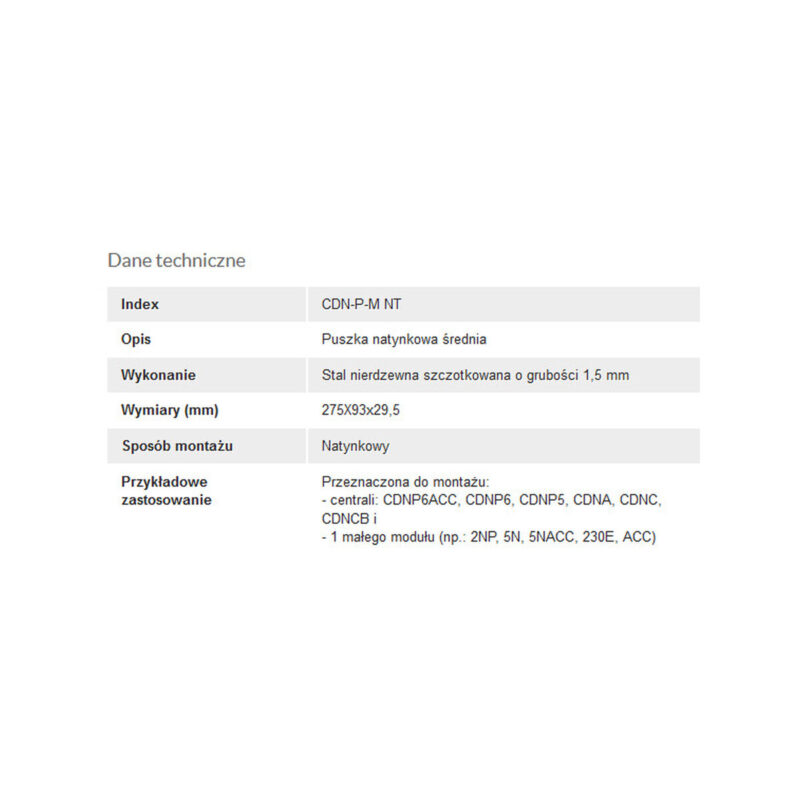 ACO CDN-P-M NT Ramka natynkowa średnia CDN z daszkiem, do CDNP5/6, CDNC/B, CDNA