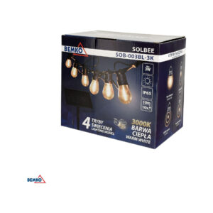 SOLARNA GIRLANDA OGRODOWA LED BRMKO SOLBEE 3W 3000K 10SZT 10M IP65 CZARNA C83-SOB-003BL-3K
