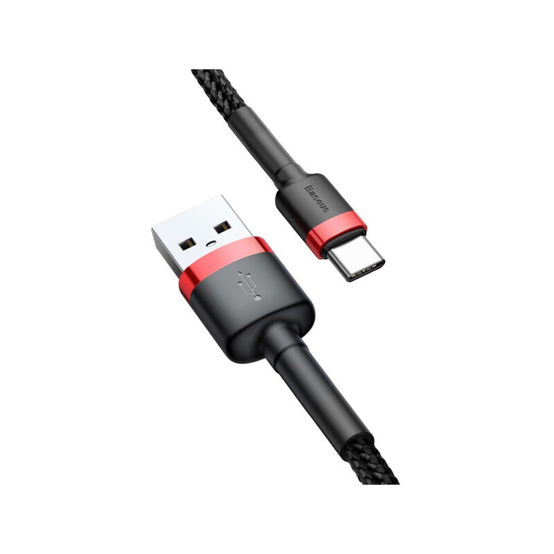 KABEL USB-A / USB-C Baseus Cafule CATKLF-A91 50cm 3A QC 3.0 CZARNO-CZERWONY W OPLOCIE