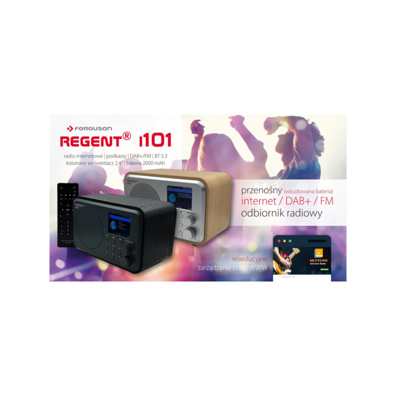 Radio internetowe Ferguson Regent i101 | DAB+ | FM RDS / Akumulator 2000 mAh (Czarne)