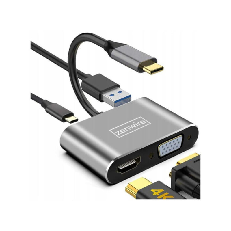ADAPTER HUB Przejściówka USB-C 4W1 HDMI 4K VGA USB Zenwire BYL-2310