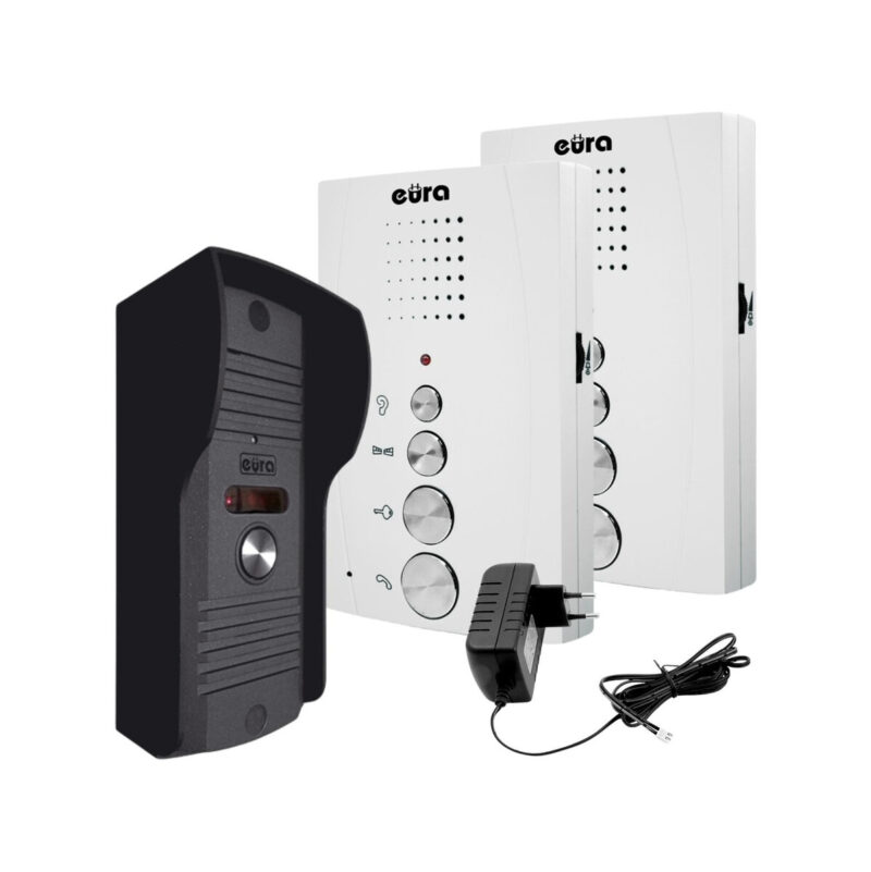 DOMOFON ''EURA'' ADP-51A3 ''DIFESA'' - 1-rodzinny, 2 unifony, interkom, biały