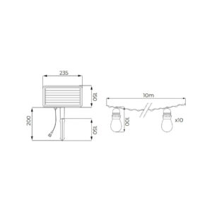 SOLARNA GIRLANDA OGRODOWA LED BRMKO SOLBEE 3W 3000K 10SZT 10M IP65 CZARNA C83-SOB-003BL-3K