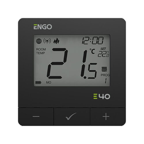 ENGO Controls E40-BATB - Programowany, Internetowy, natynkowy regulator temperatury ZigBee/868MHz, bateryjny, czarny