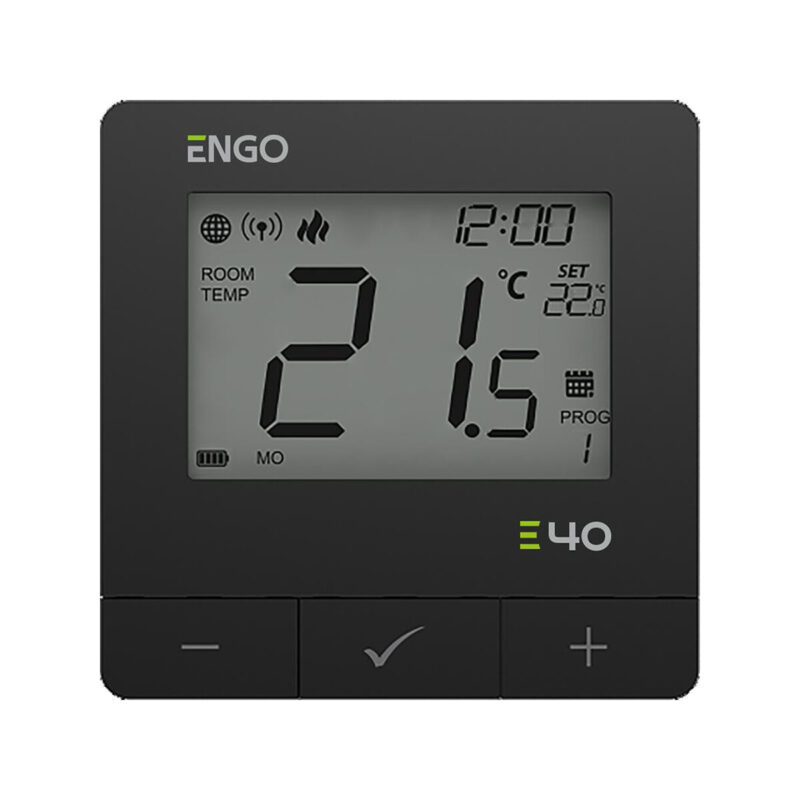 ENGO Controls E40-BATB - Programowany, Internetowy, natynkowy regulator temperatury ZigBee/868MHz, bateryjny, czarny