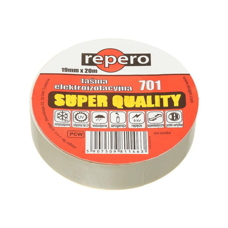 TAŚMA IZOLACYJNA REPERO 701 BIAŁA 19MMX20M
