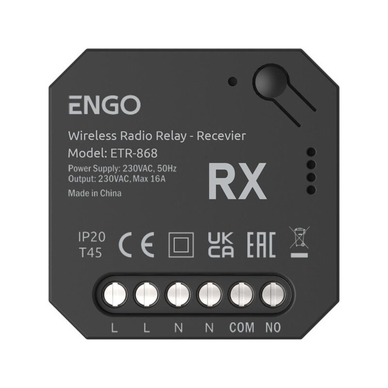 ENGO Controls ETR-868 - Przekaźnik bezprzewodowy EngoLink, nadajnik+odbiornik sterowany radiowo, 868Mhz, 230V