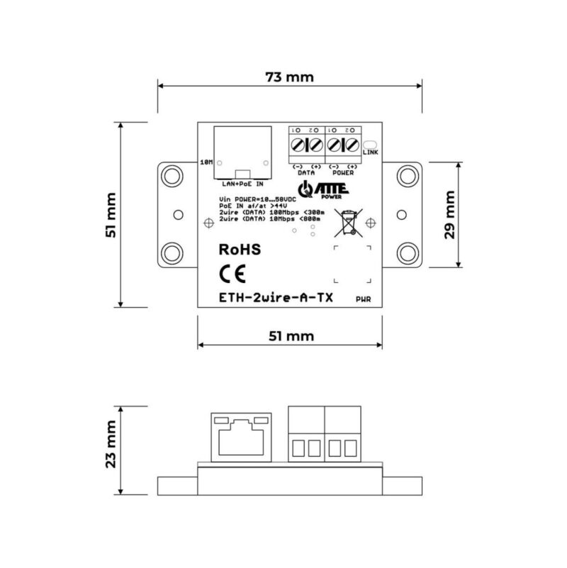 Zestaw aktywnych konwerterów ATTE ETH-2wire-A-SET2
