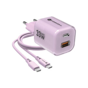 d1ad4668326d5344d2cc27f94bb5da60_original ŁADOWARKA SIECIOWA Forcell F-Energy GaN III VT-41 33 W 1x USB-C 1x USB-A PD 3.0 QC 4.0 FIOLETOWA