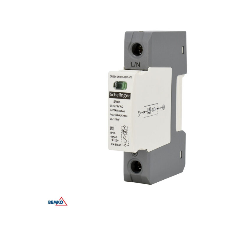 Ogranicznik przepięć 1P 5kA(10/350) KLASA T1+T2 (B+C) SCHELINGER