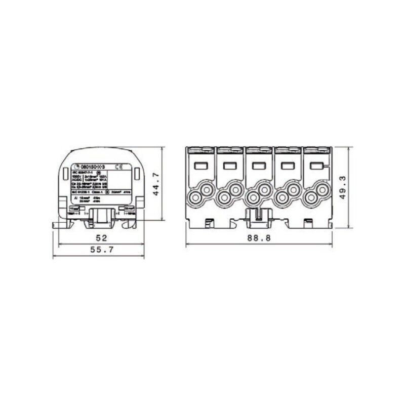 Blok rozdzielczy - odgałęźny Al/Cu 80150 SIMBLOCK szary SCB 25-5X 81500002