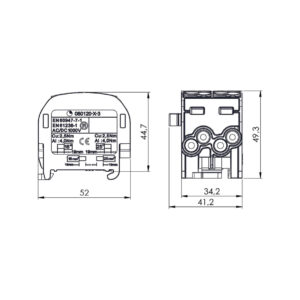 Blok rozdzielczy - odgałęźny SCB 25-2 Al/Cu 80120 SIMBLOCK szary 81505002