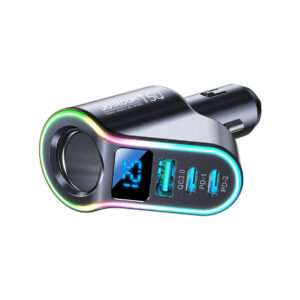Joyroom szybka ładowarka samochodowa 4w1 USB-A QC3.0 / 2xUSB-C PD 150W czarna