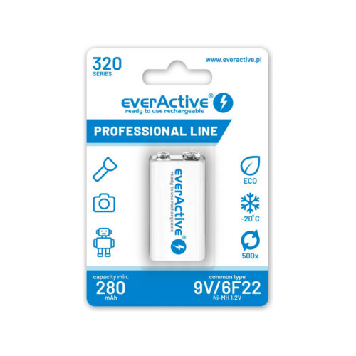 Akumulatorek 6F22 Ni-MH everActive 9V 320mAh Professional Line (1 szt.)
