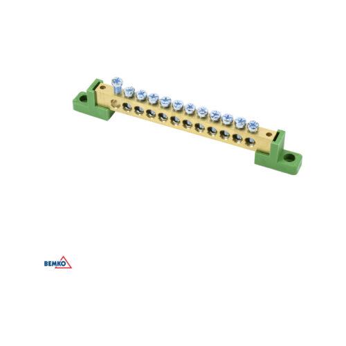 Listwa zaciskowa na izolatorach płaskichH 8x12 14-torowa zielona