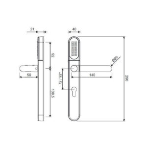 Klamka elektroniczna WFE L701 z klawiaturą 92mm INOX