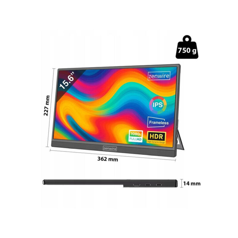 Monitor Przenośny Zenwire 15,6" Full HD 1920x1080 IPS HDR HDMI M9P