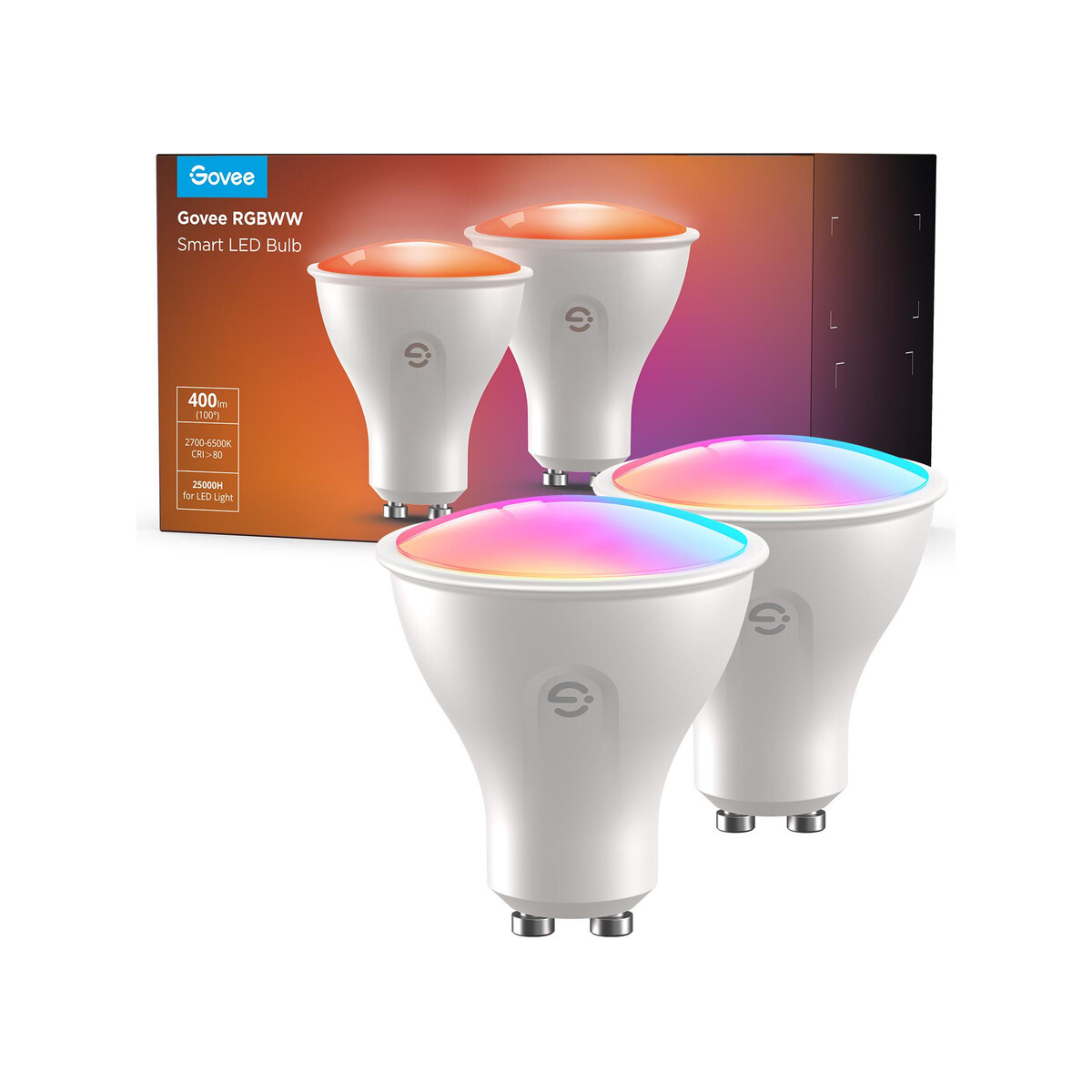 Govee H600D GU10 Light bulb 2-pack Inteligentna żarówka RGBWW 400 lm, Wi-Fi, Bluetooth