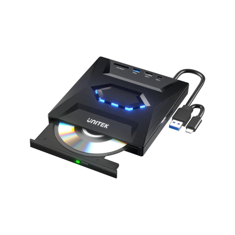 Unitek Nagrywarka zewnętrzna DVD/CD, Hub USB 5Gbps, czytnik kart SD T1037A01