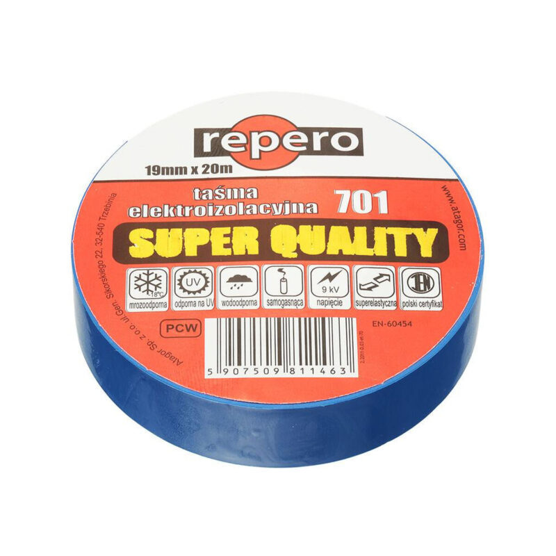 TAŚMA IZOLACYJNA REPERO 701 NIEBIESKA 19MMX20M