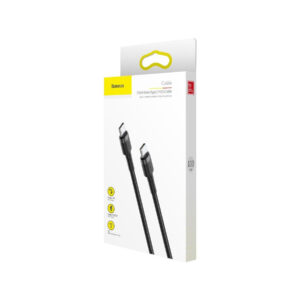 KABEL USB-C / USB-C Baseus Cafule CATKLF-GG1 100cm 60W 3A PD 2.0 QC 3.0 CZARNO-SZARY W OPLOCIE