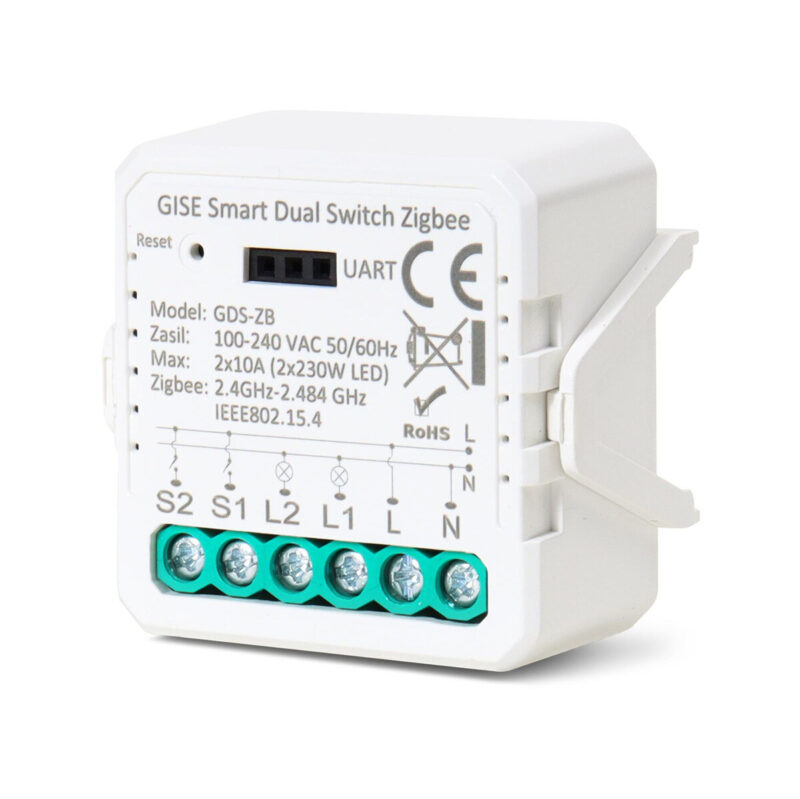 GISE Smart Podwójny moduł przekaźnikowy Zigbee | Tuya | GDS-ZB
