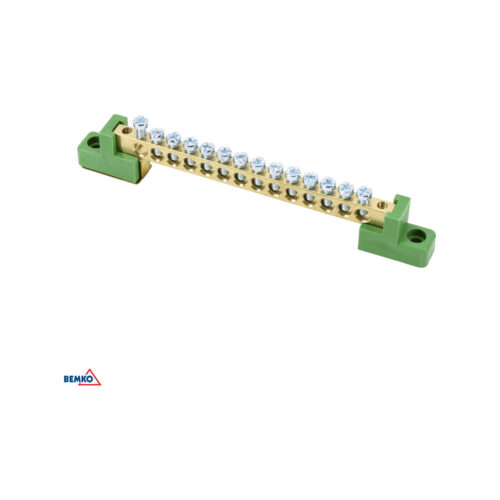 Listwa zaciskowa na izolatorach płaskichH 6x9 16-torowa zielona