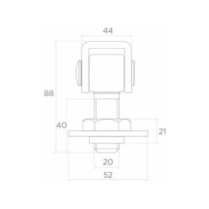 Zawias PSG 61.013.01 do wspawania - gwint M20 (regulowany, ucho ocynkowane)