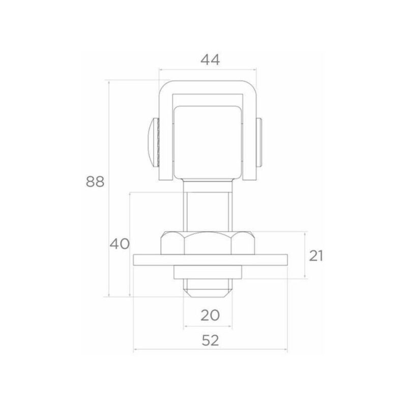 Zawias PSG 61.013.01 do wspawania - gwint M20 (regulowany, ucho ocynkowane)